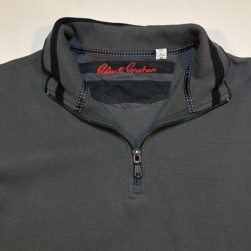 Robert Graham Mens M 1/4 Zip Up Designer Sweater Shirt